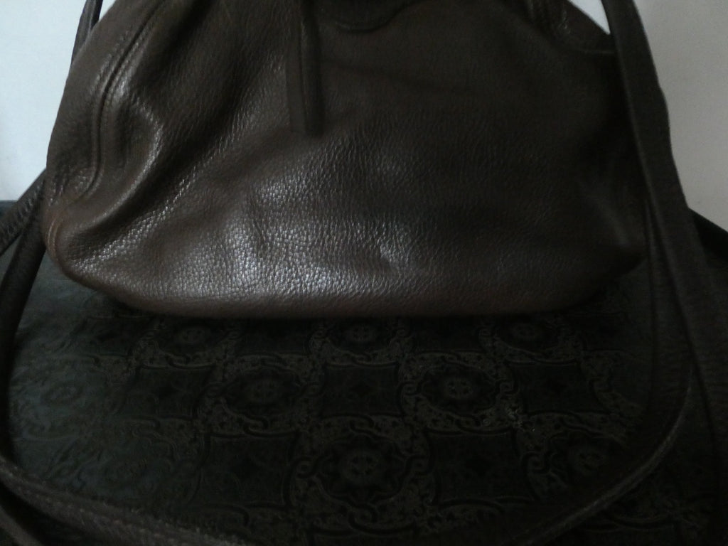 Vintage AMANN Brown Genuine Leather Shoulder Crossbody Bag Large 12x8x5 "1990s"
