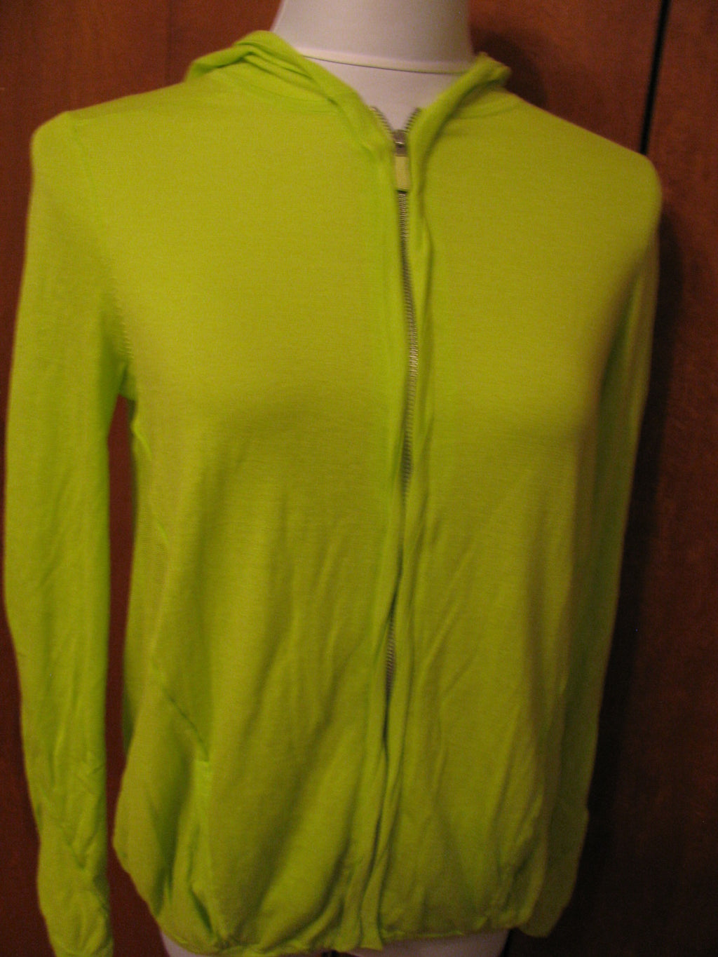 Magaschoni women's  green cotton zippered cardigan Xsmall New