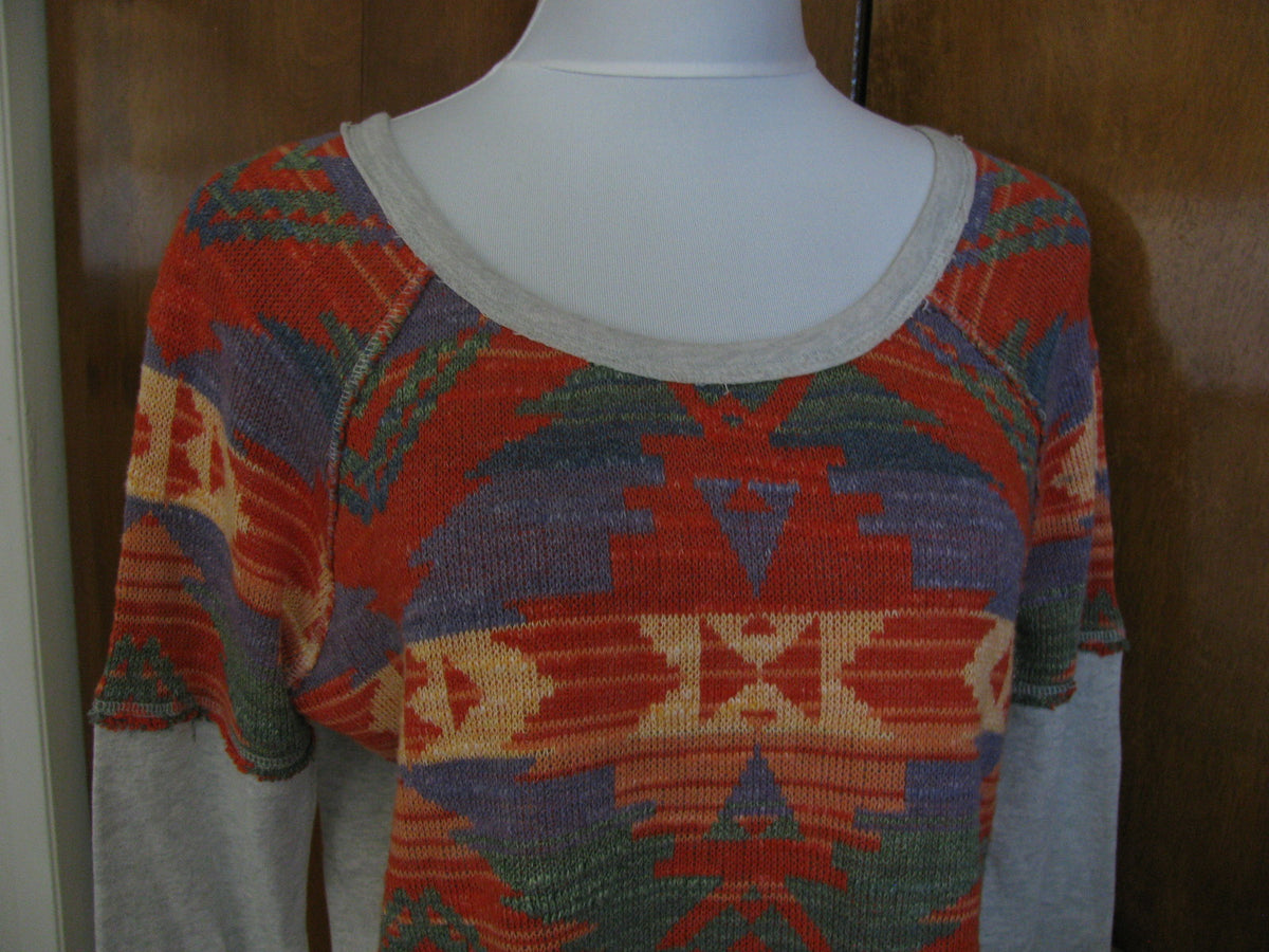 Denim & Supply Ralph Lauren women’s orange gray green cotton sweater medium 