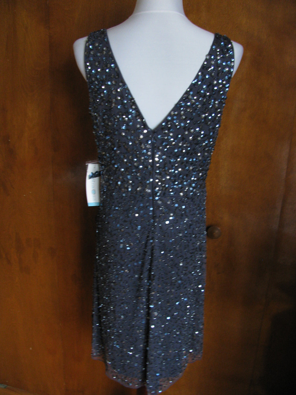 Patra Women’s Blueberry Evening Lined Sequined Twist Mesh Dress Size 12 New