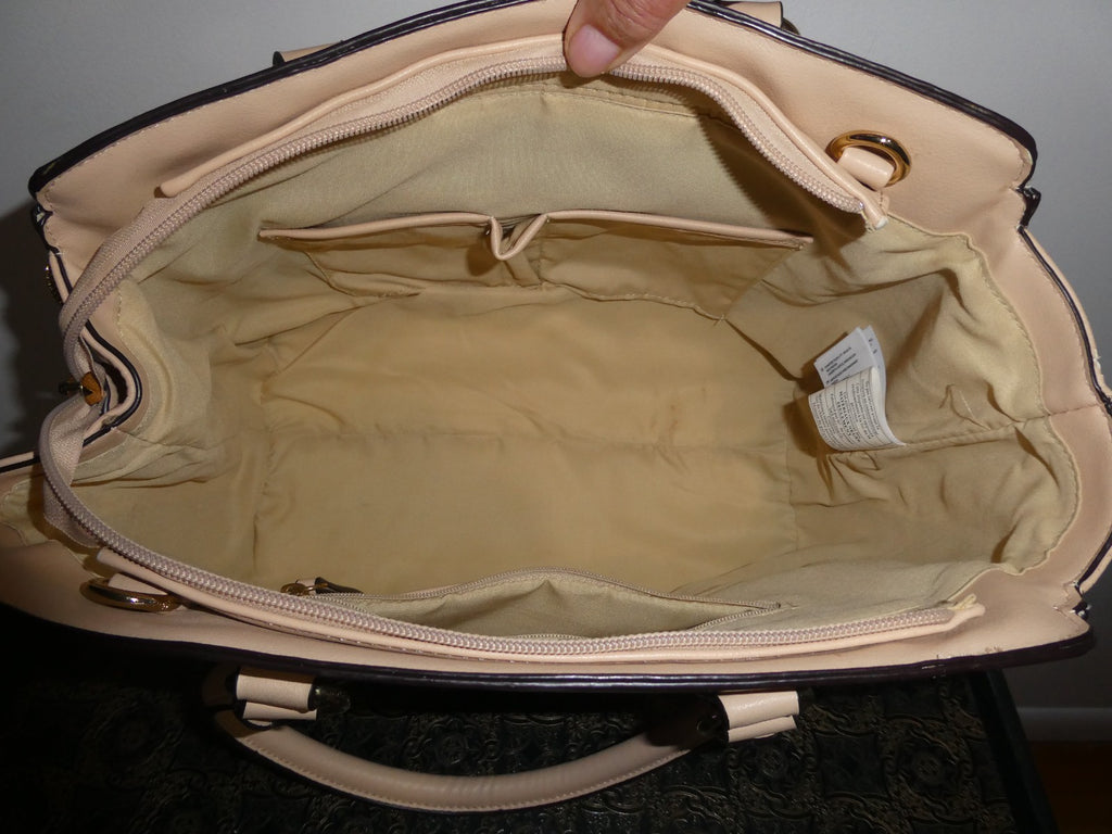 ALDO Women Quilted Taupe Satchel Purse Shoulder Handbag 14” x 10” x 7”