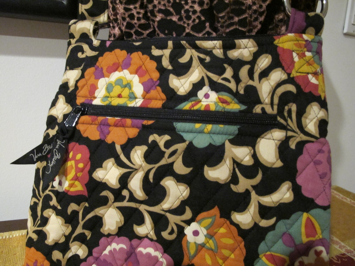 Vera Bradley Women's Black Red Yellow Shoulder Crossbody Quilted Zippered Bag