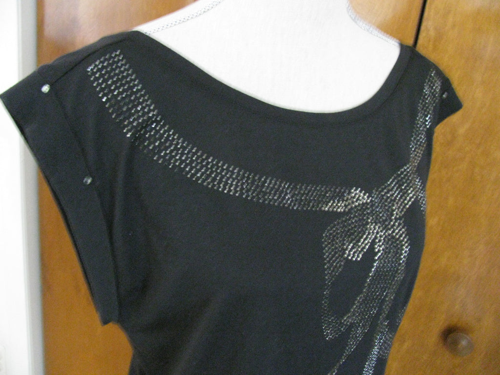 Juicy Couture women's black embellished bow tunic top New