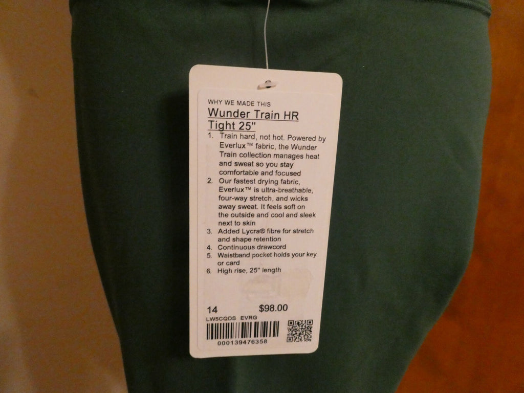 Lululemon Wunder Train Running Green Pants Tight 25"
