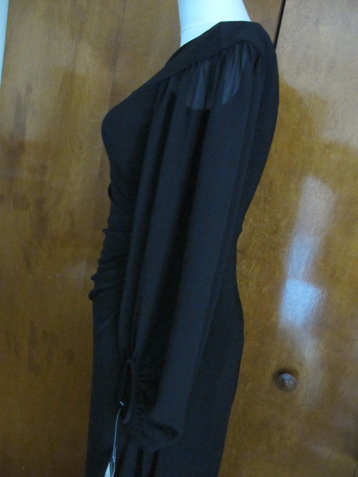 Ralph Lauren wome'n black evening maxi dress with mesh long sleeves size 2 