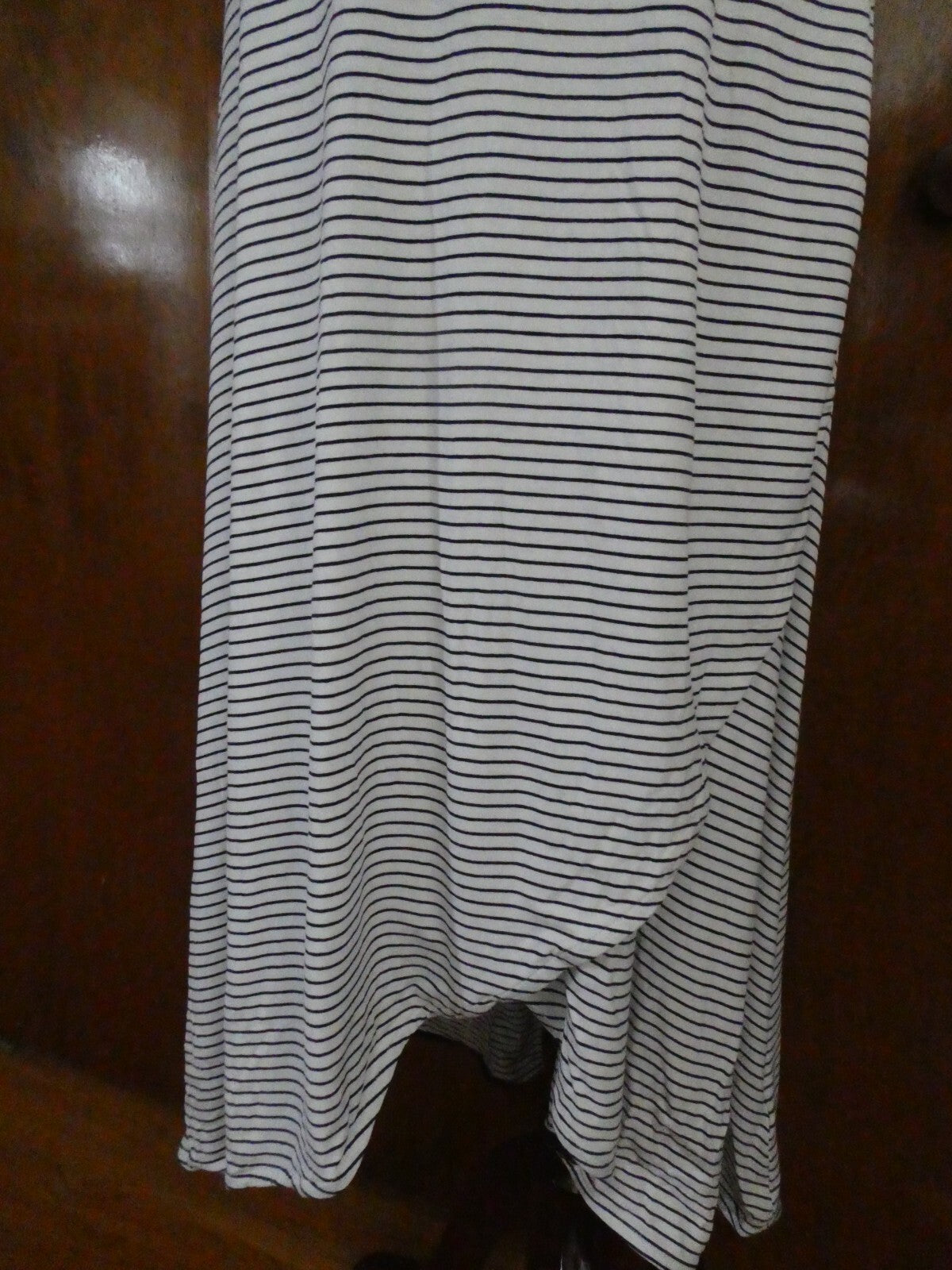 Gap Women's Stripped White/Black Tie-Waist Midi Wrap Dress Size Large Xlarge