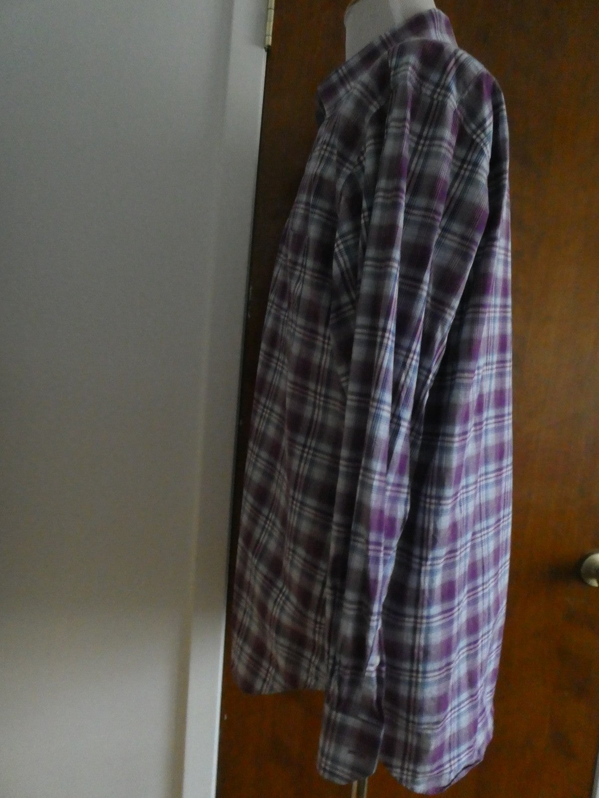 TAILORBYRD Collection Men's 2XL Purple Plaid Button Front Shirt 100% Cotton