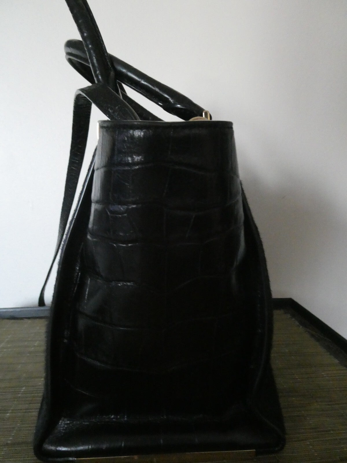 MICHAEL KORS black leather trim haircalf dyed composed crossbody handbag