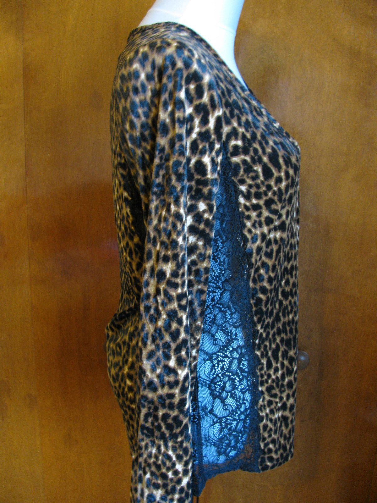Denim & Supply women's leopard print velour mesh crafted evening top blouse New