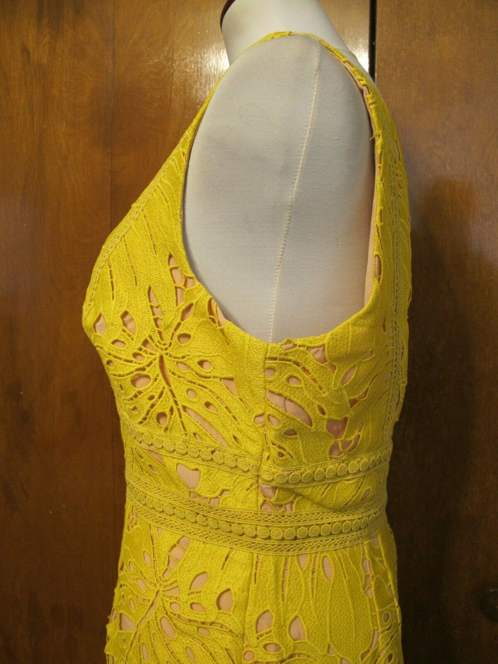Anthropologie Maeve Crotchet Gardenia Lace Column Dress Yellow  Size 14