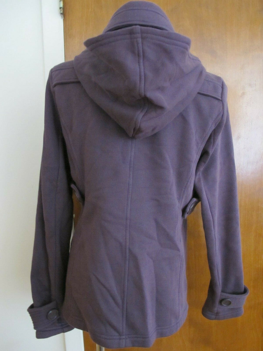 Hydraulic  women's eggplant cotton blends hooded blazer  