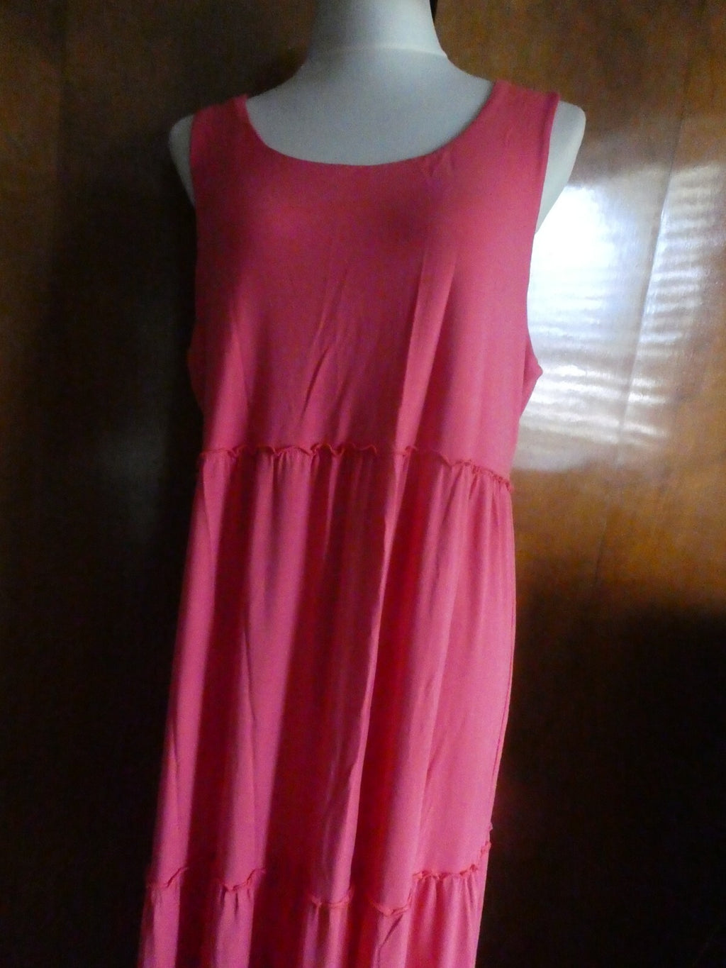Chico's Women's Pink Maxi Detailed Rayon Dress Size 3 US Size Large