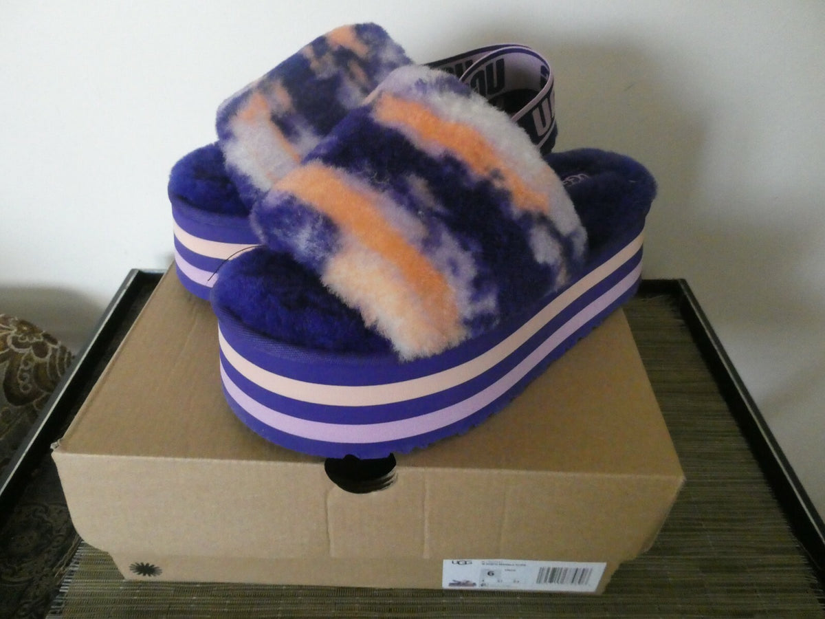 UGG Disco Marble Slide Slippers Platform Sheepskin Upper US 6,US 8 Style 1122032