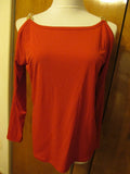 Michael Kors women’s red chain trim gold shoulder top New