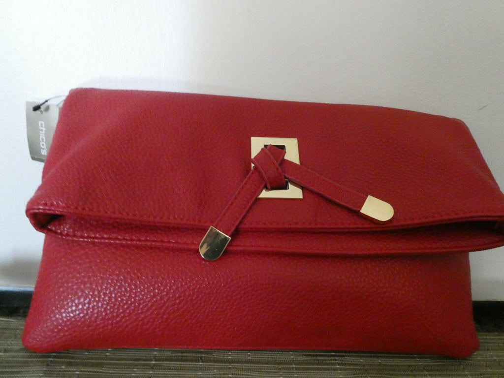 Sondra Roberts Squared Cara Foldover Clutch Red Bag From Chico’s 12” X 12”