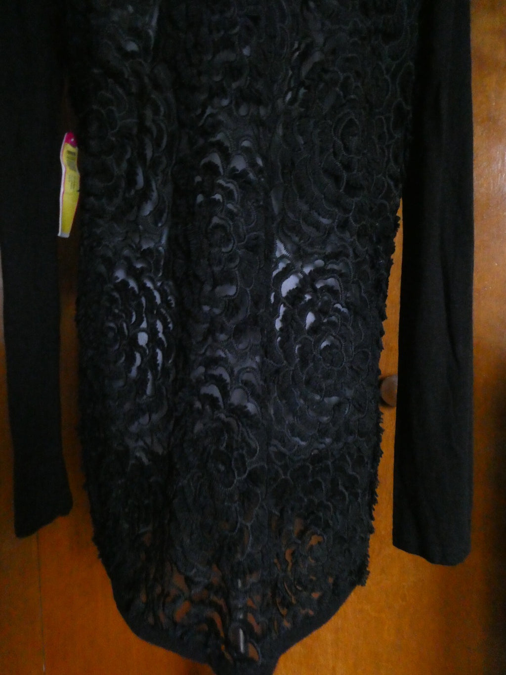 Catherine's Women Black Sheer Open Front Cardigan Long Sleeves Medium