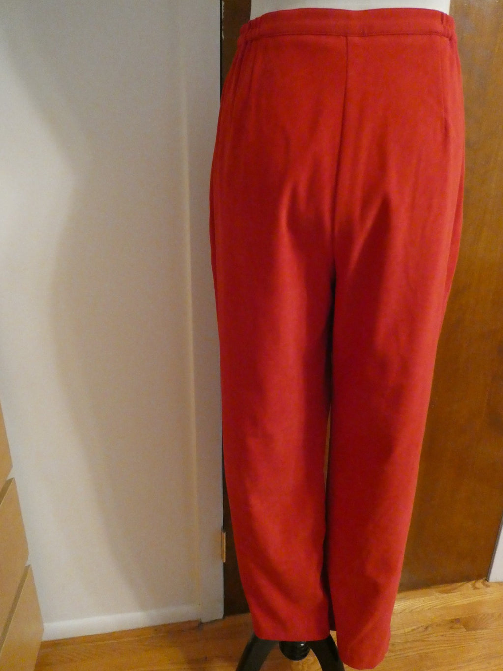 JM Collection Women's Pants Red Pull-On Elastic Back Waist Straight Leg Size 12