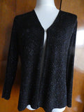 Vtg Onyx Nite Women Black Sparkles Glitter Long Sleeve Cardigan Made USA P/Large
