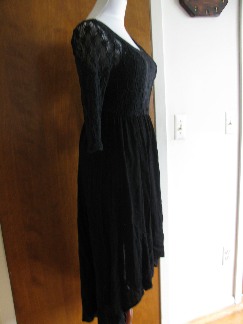 Free People women's black lined crochet soft dress New