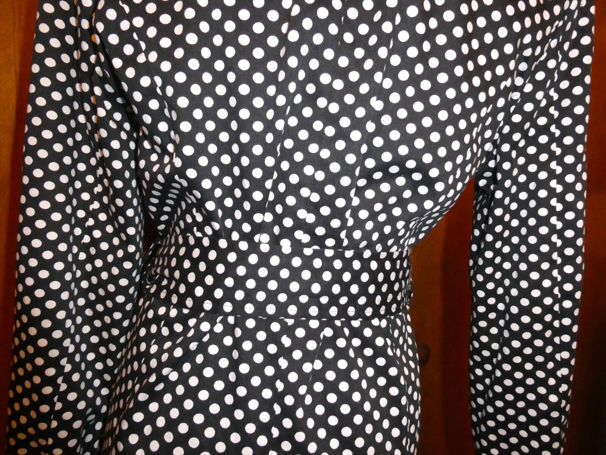 Vertigo Paris Black & White Polka Dot Jacket Trench Coat, Button Up, Medium