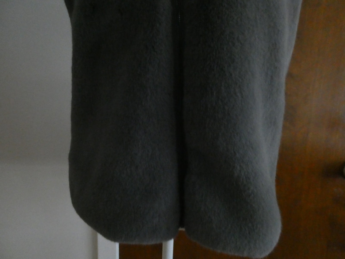 White House Black Market Women's Gray Faux Fur Sweater Vest Zip Front Size Large