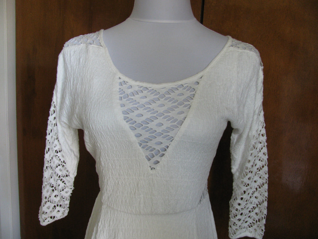 Free People womens snow lined crocheted soft rayon flare dress New