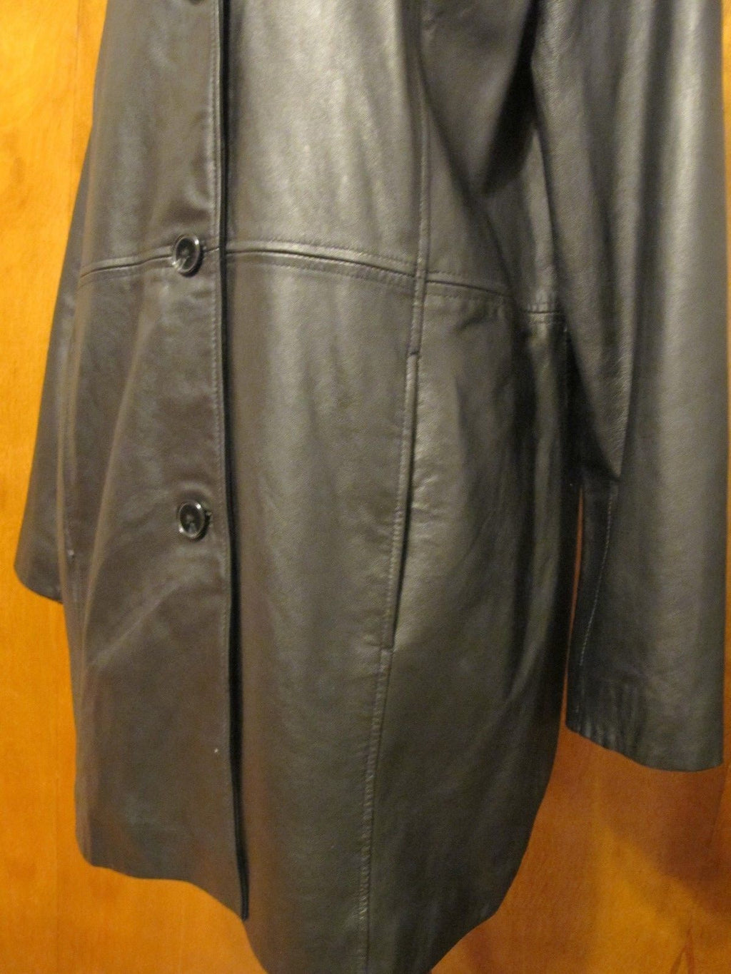 Jaclyn Smith Women's Black Real Genuine Leather Jacket Coat Size Large