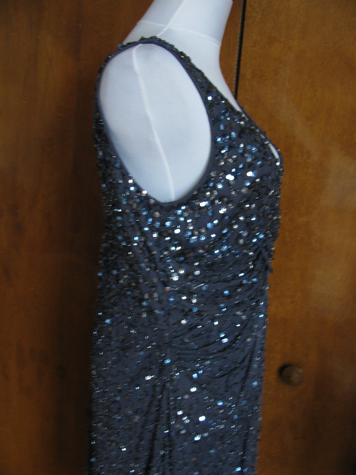 Patra Women’s Blueberry Evening Lined Sequined Twist Mesh Dress Size 12 New