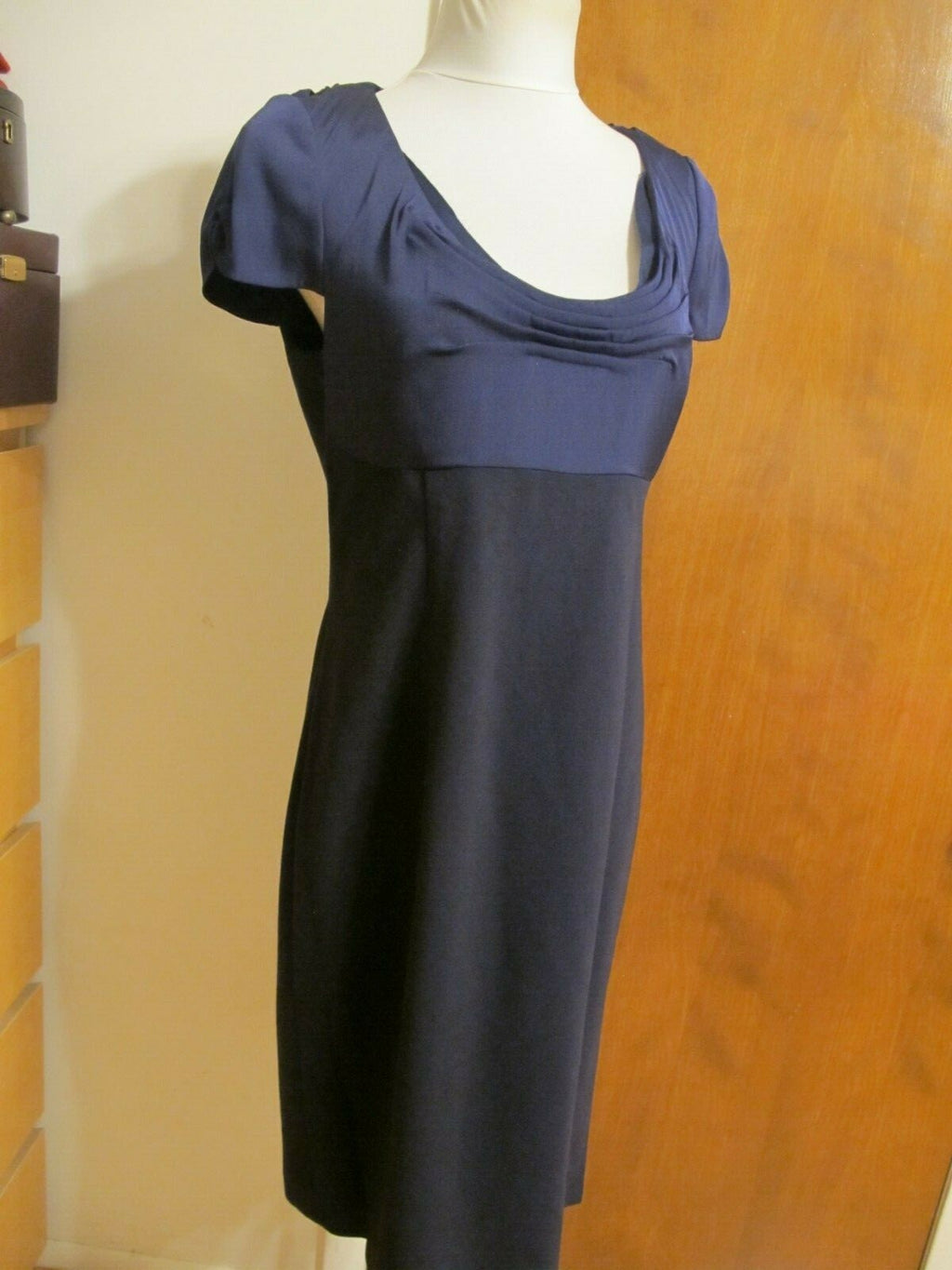 Elie Tahari Verida Women’s Navy Evening Lined Dress Size US 12 UK 16 IT 48