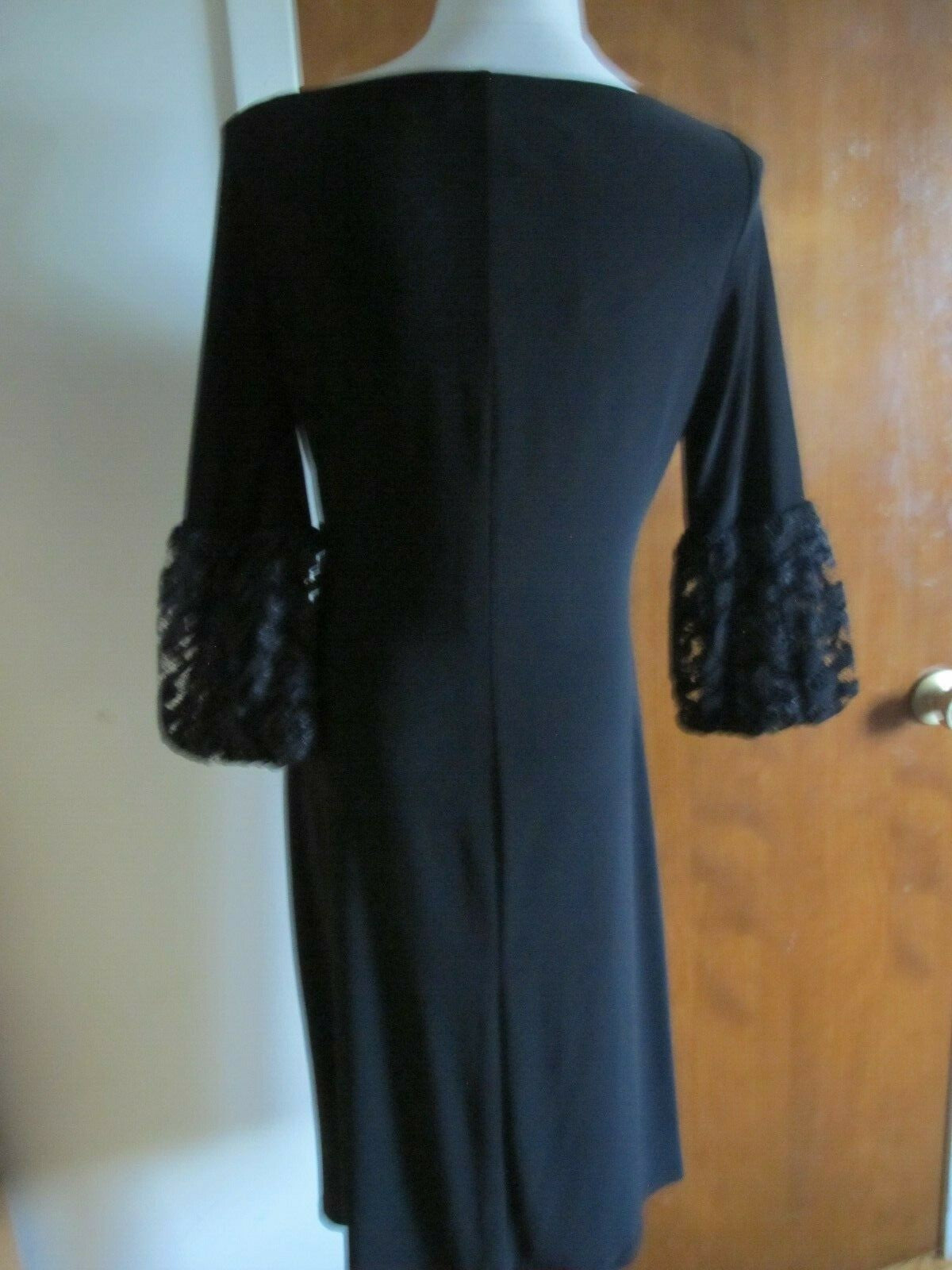 Ralph Lauren women's black lined lace crafted evening dress New