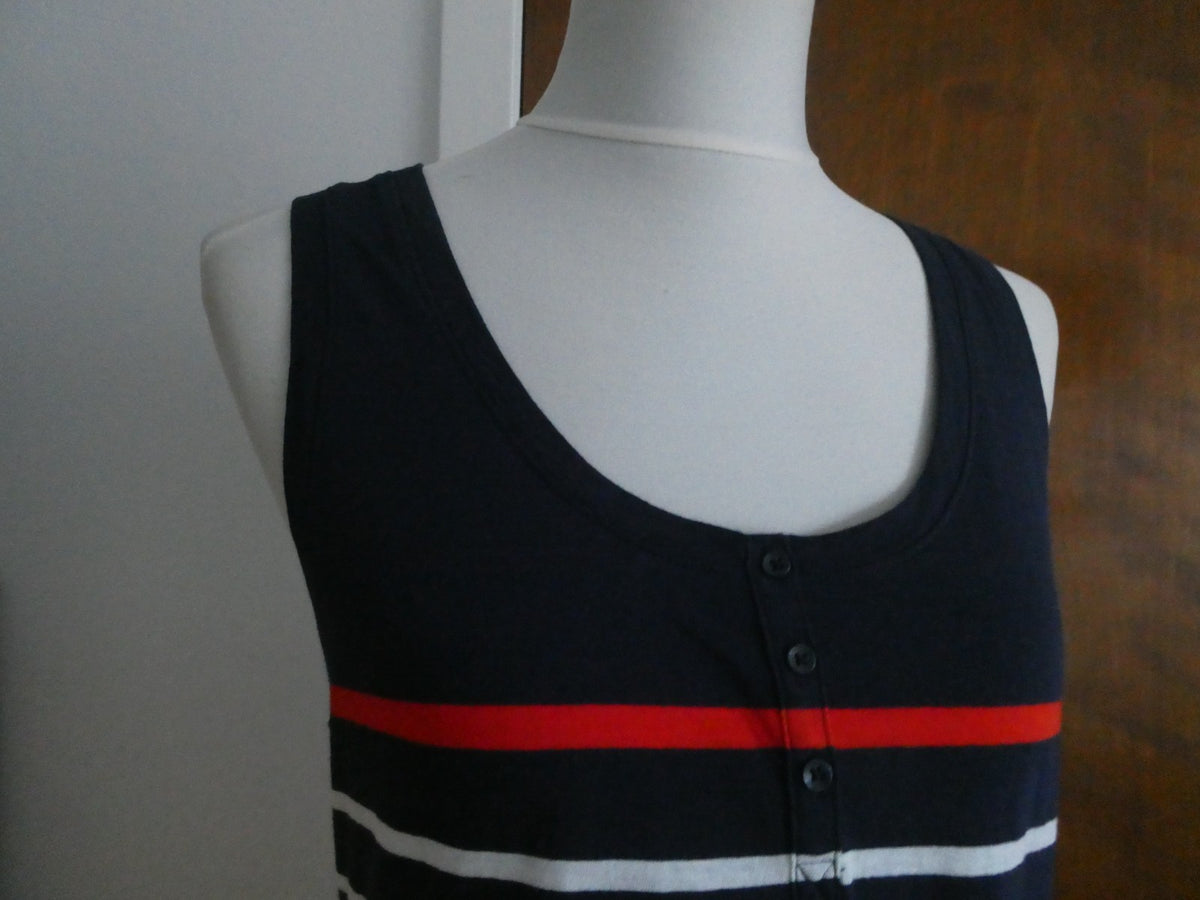 Gap Women’s Navy-Blue Striped Tank Top Red Stripe Sleeveless Cotton Large NWT