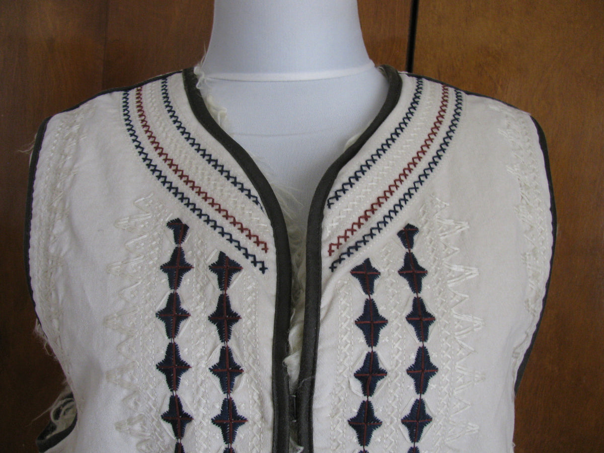 Free People Women's Almond Reversible Embroidered Faux Fur Vest Medium 