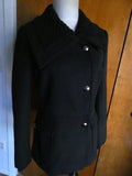 Tahari Women's Black Lined Detailed Pea Coat Jacket Size 4