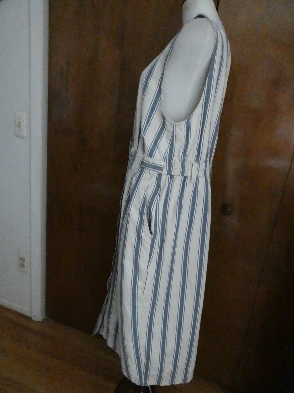 Truly Yours Denim Striped Sleeveless Button Front Dress 20W (fits size 16-18)