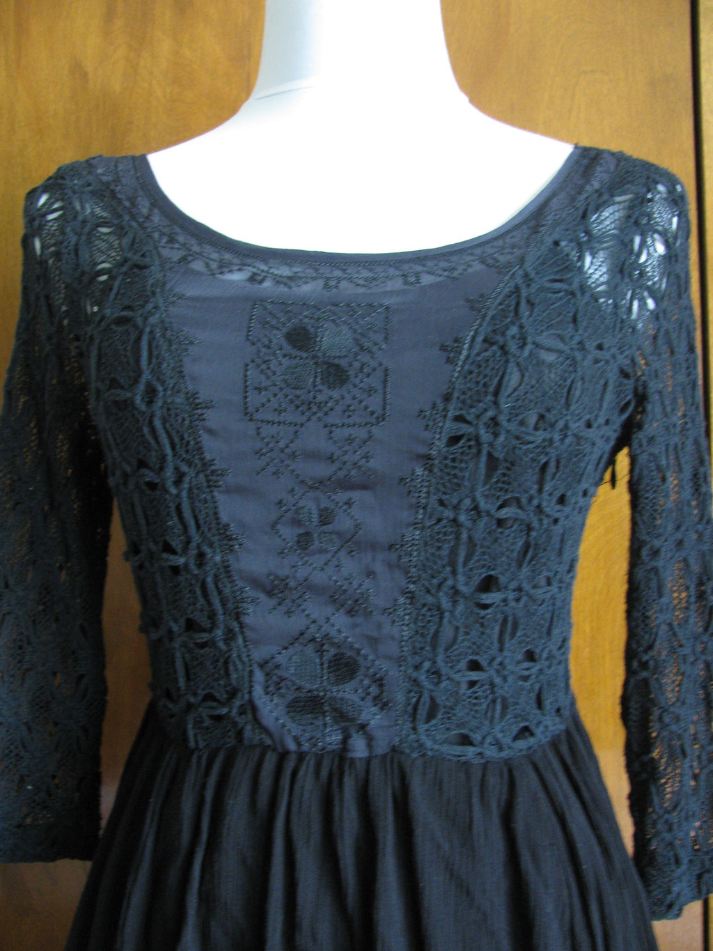 Free People women's black lined crochet soft dress New