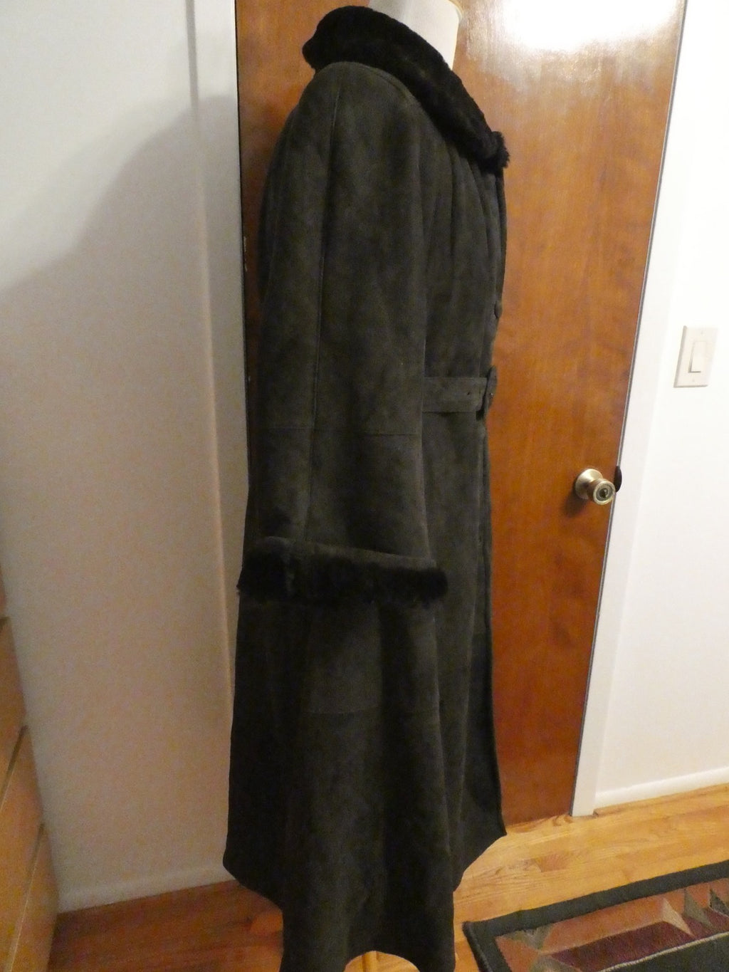 Adarcrea Women Black Shearling Sheepskin A-Line Winter Coat SZ 10 (US 14) Spain