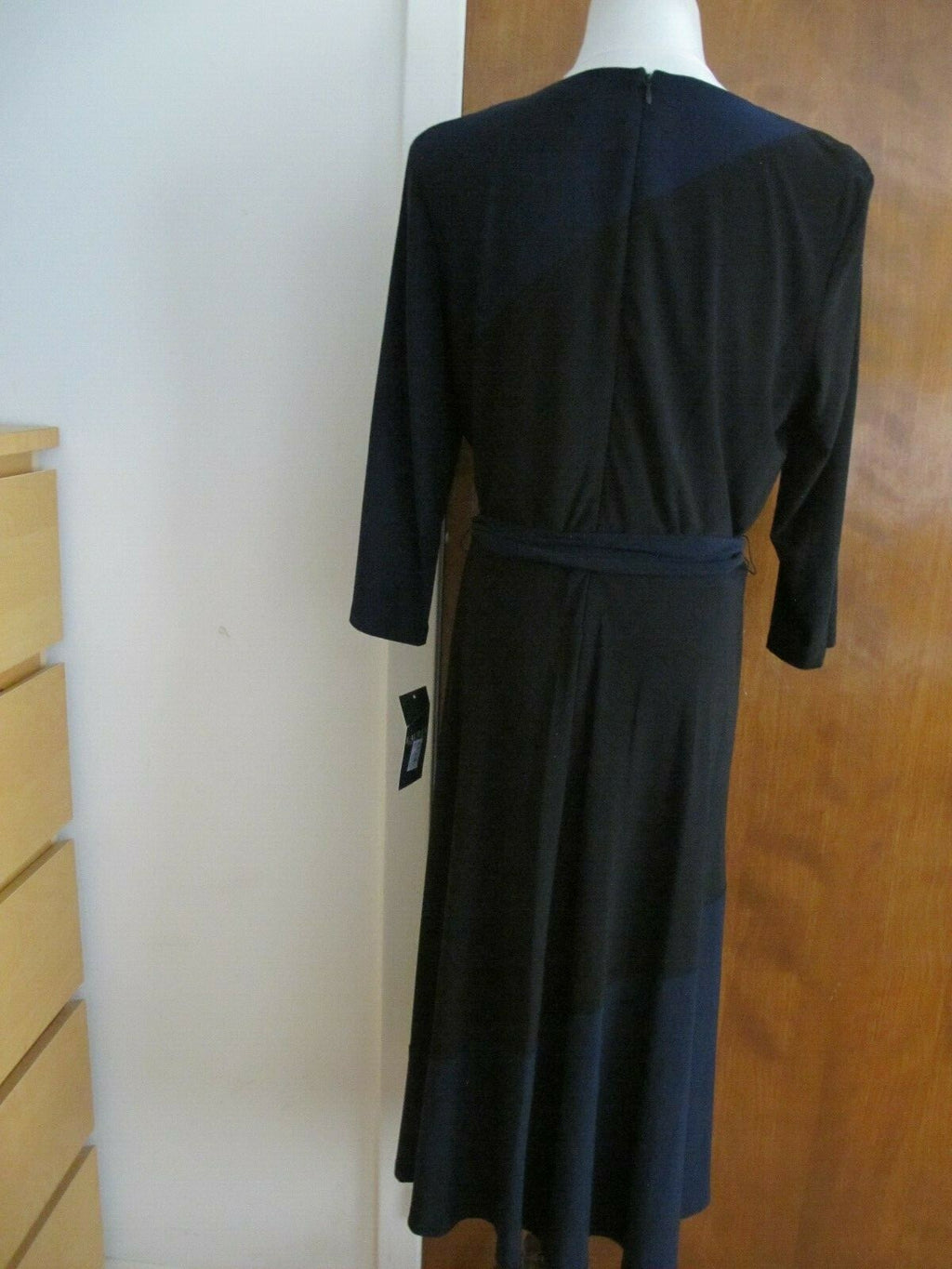 Ralph Lauren women’s  A-Line black navy long sleeves dress size 16 new