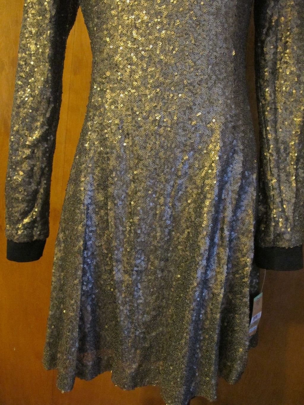 Rachel Roy Women’s Gold Sequin Fit Flare Lined Evening Dress 