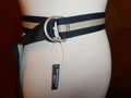 Thitex Navy Ivory Striped Reversible Web Belt Size Small