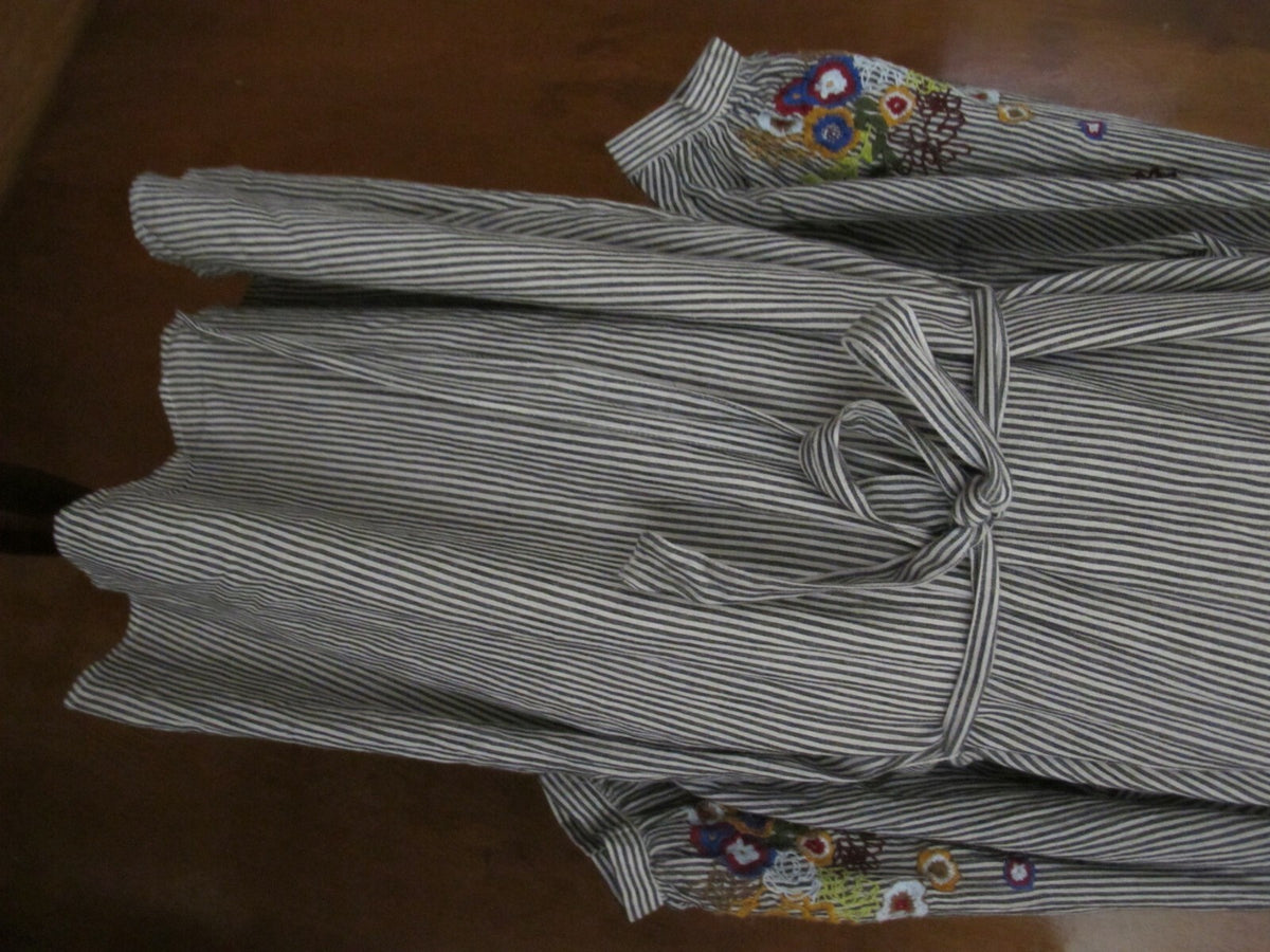 Anthropologie Feather Bone Women’s Striped Embroidered Tunic Dress Large