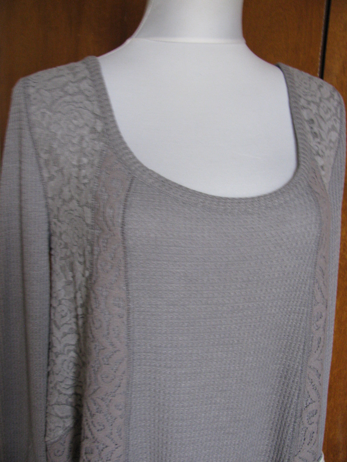 Anthropologie by Eloise women's gray fabric knit detailed mini dress Large 
