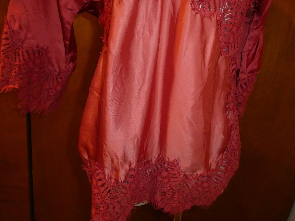 Moulinette Soeurs Anthropologie Womens Orange Satin Lace V-Neck Blouse Sz Small
