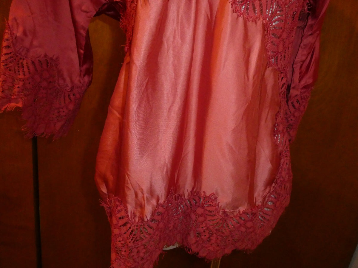 Moulinette Soeurs Anthropologie Womens Orange Satin Lace V-Neck Blouse Sz Small