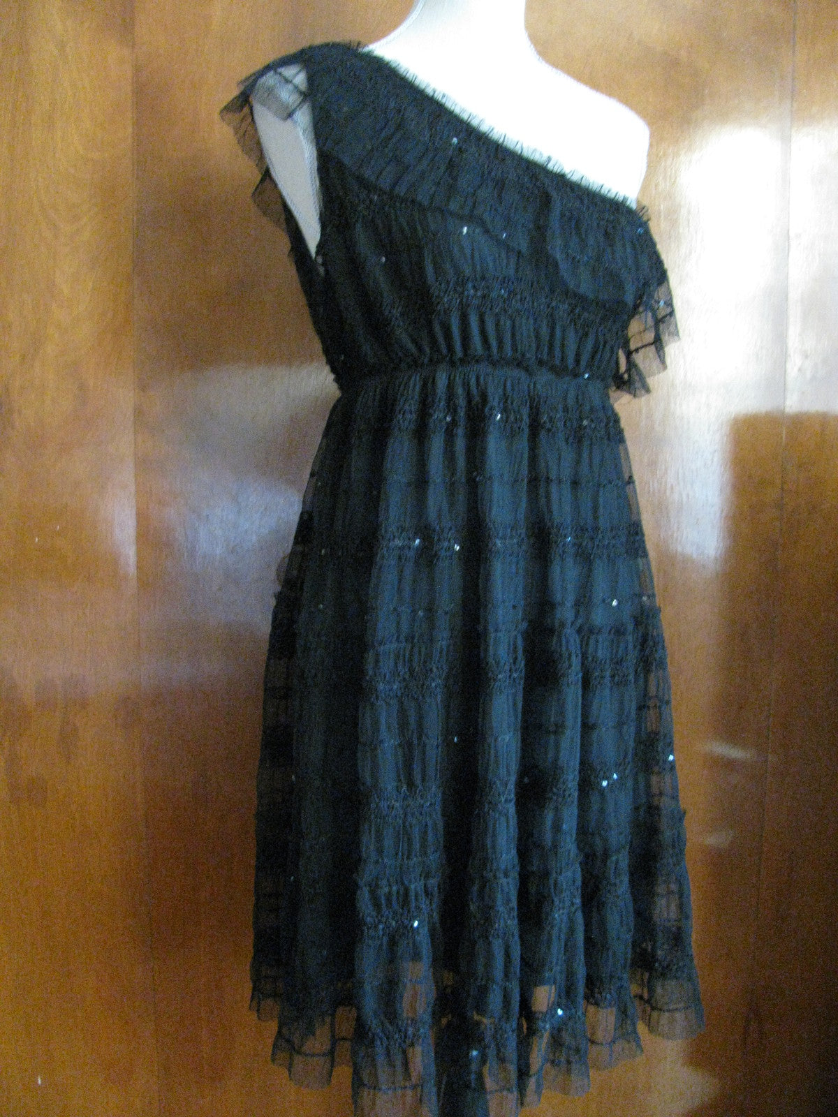 Max Studio Women's Black Evening One Shoulder Lined Dress Size Large $128 NWT 