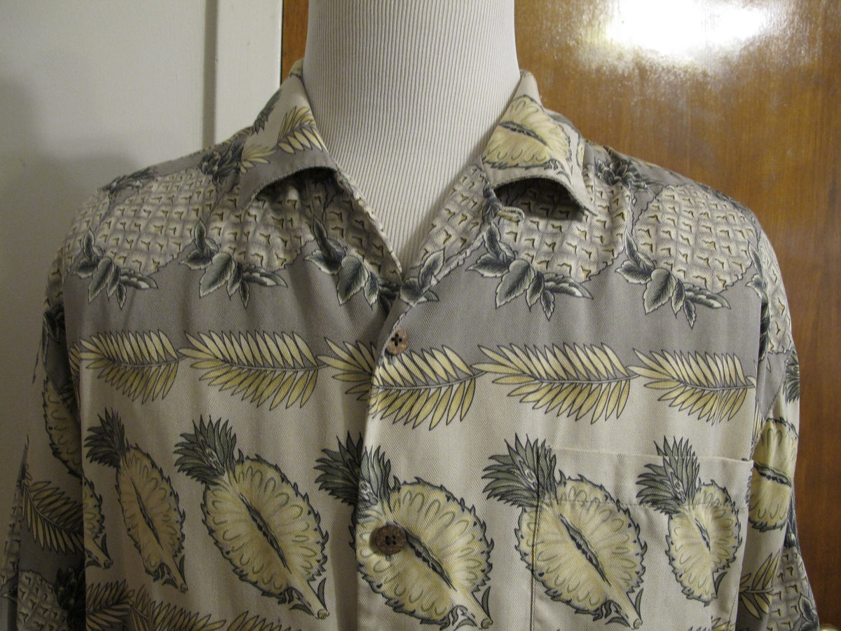 Tommy Bahama Mens Silk Multi Color Gray Bowling Camping Comfortable Shirt Large 