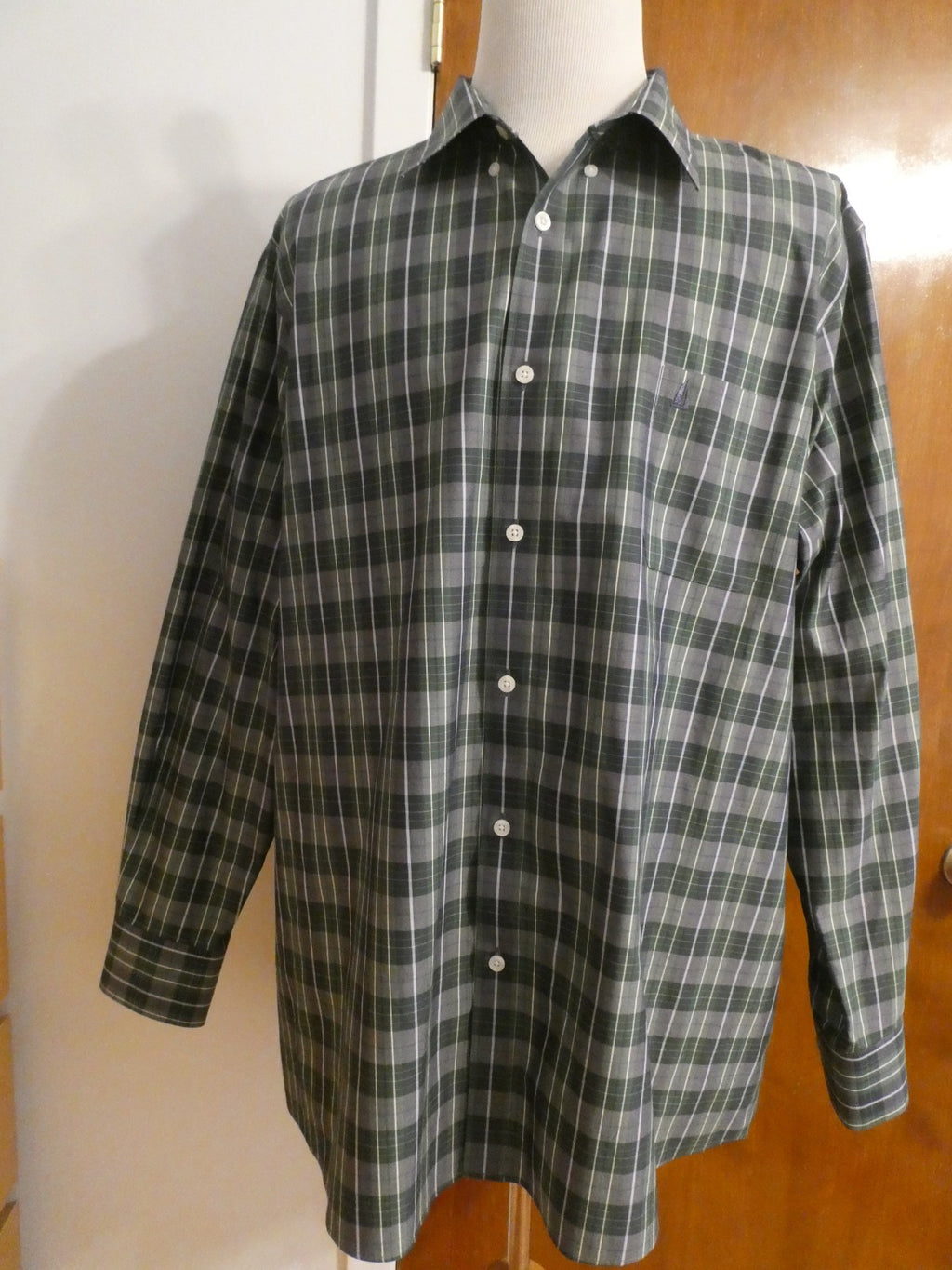 Nordstrom Men Shop Classic XXL Green Plaid Shirt Cotton Wrinkle-Free Classic Fit