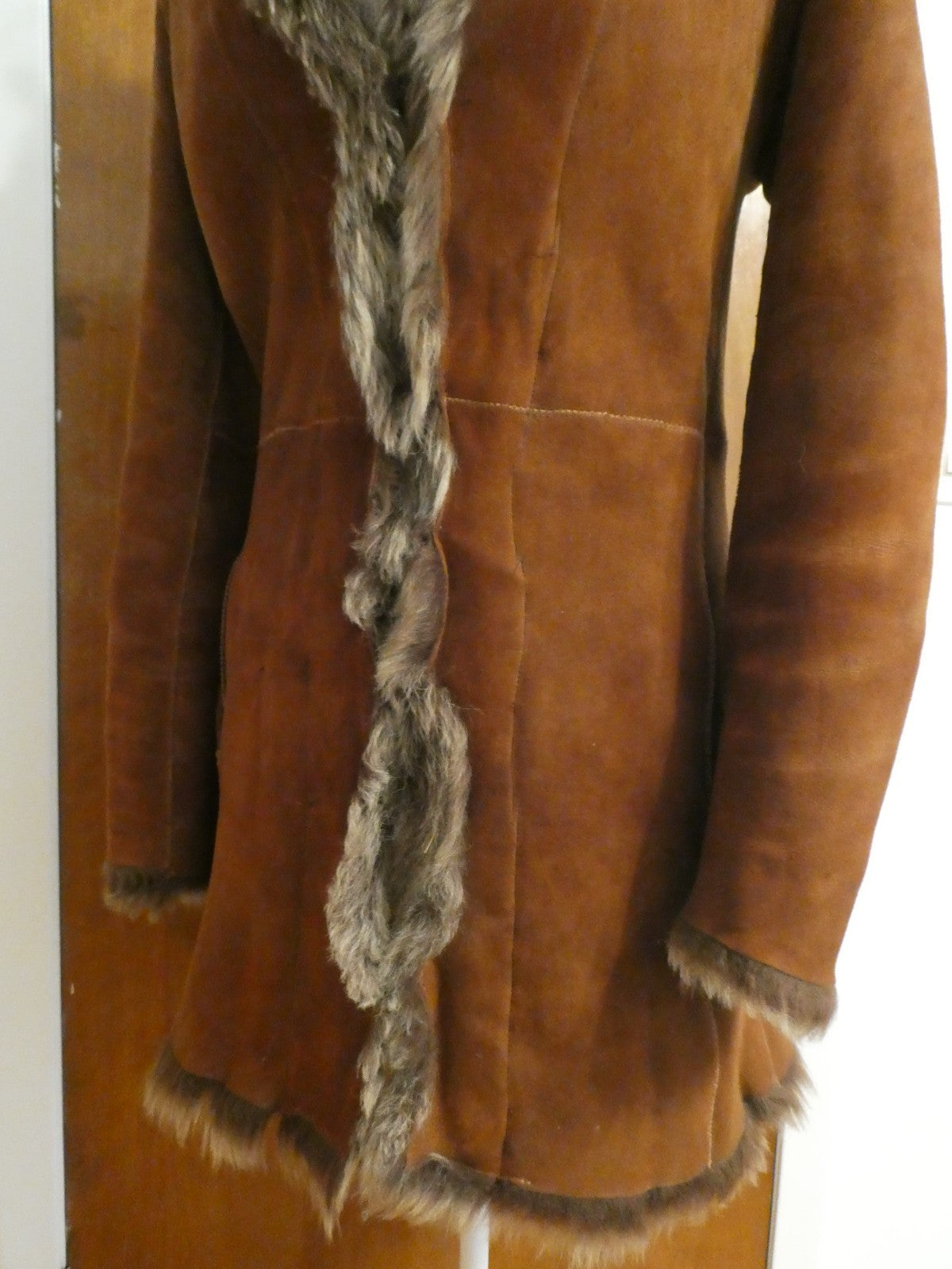 Authentic Andrew Marc New York women 100% shearling winter coat brown suede XS