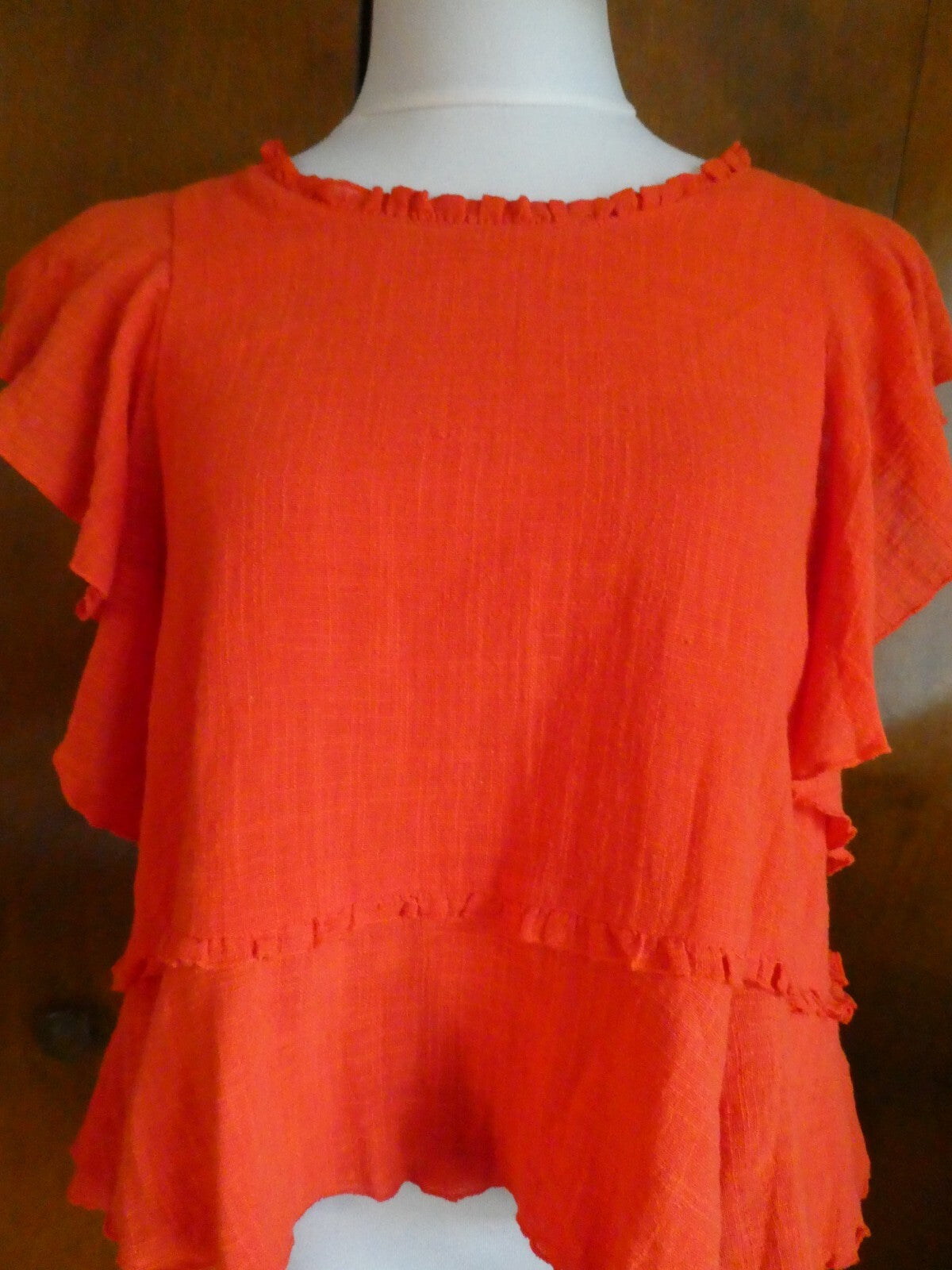 Anthropologie Maeve Red Lined Layered Top Size Medium