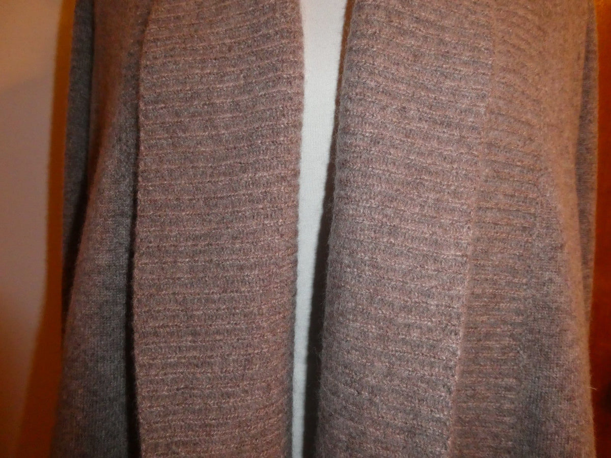 C by Bloomingdale's Women 100% Cashmere H. Rye Sesame Open Front Cardigan Large