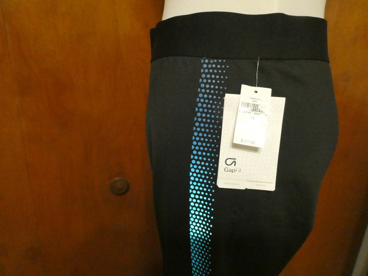 GapFit Capri Women’s Active Regular Rice Leggings Black/Blue Xlarge